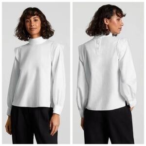 Everlane Wing Shoulder Mockneck Top White Size 16 NWOT